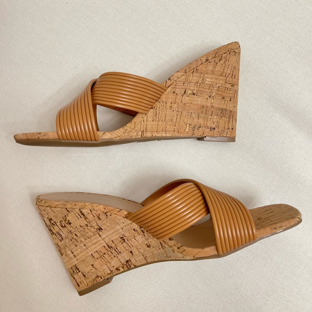 NEW Bamboo - Wedding Guest - Summer Camel Cork Wedges